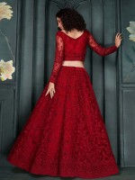 Dark Red Premium Net Lehenga Choli